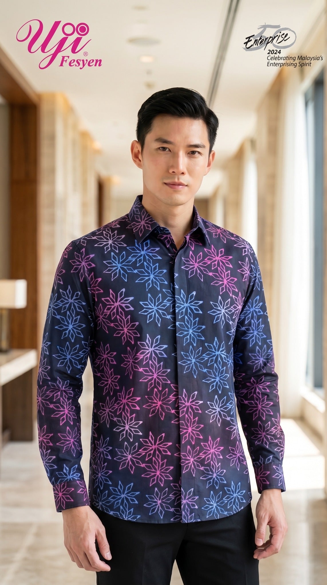 RONA Bunga Bintang Nila Rona men’s batik shirt by Uji Fesyen