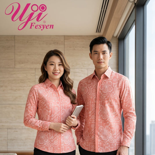 Contemporary corporate batik fashion campaign — modern Malaysian workwear by Uji Fesyen Boutique