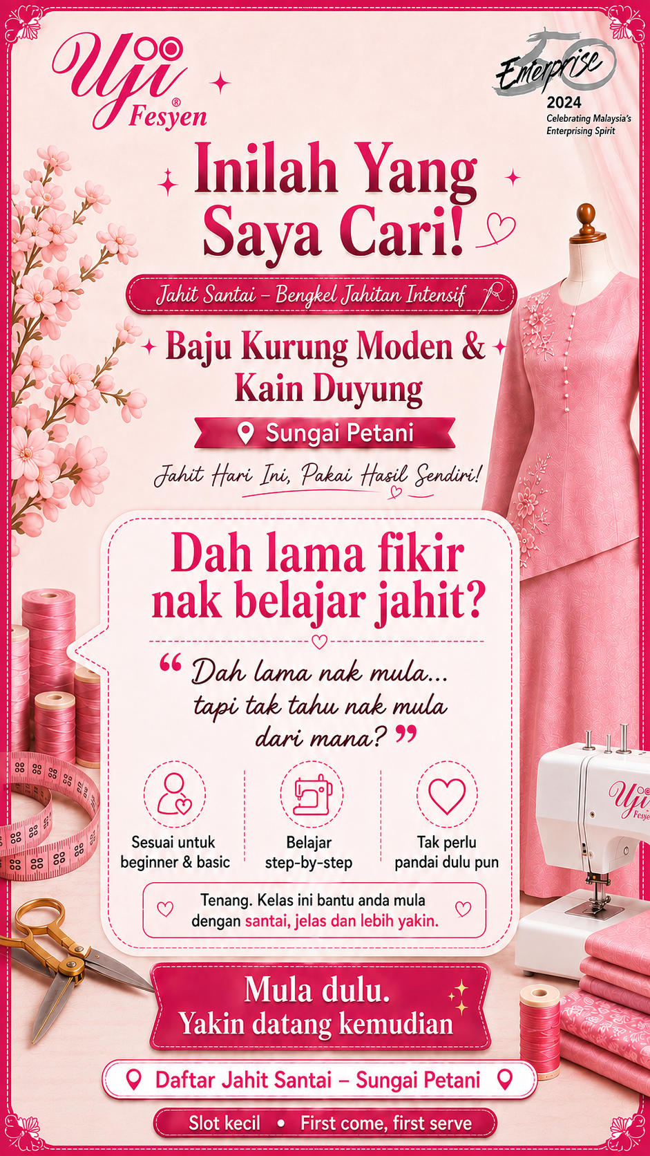 Jahit Santai June 2026 Sewing Workshop: Baju Kurung Moden & Kain Duyung | Sungai Petani