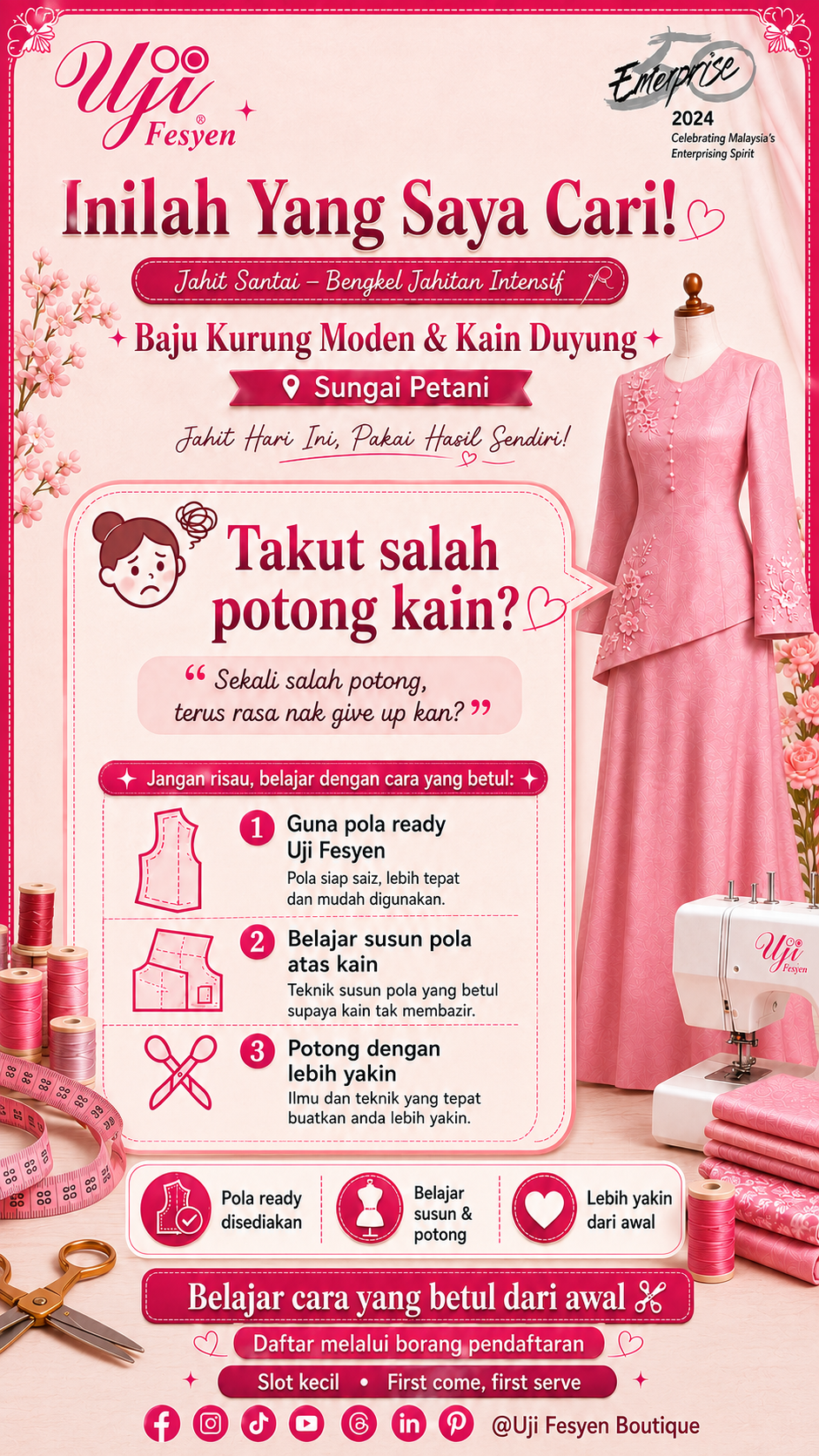 Jahit Santai June 2026 Sewing Workshop: Baju Kurung Moden & Kain Duyung | Sungai Petani