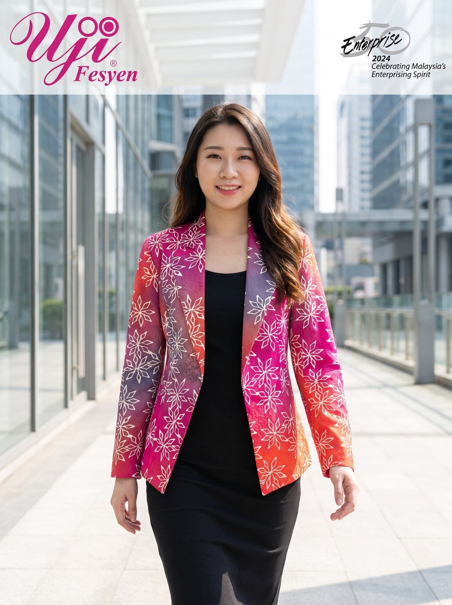 LARAS 01 RONA Bunga Bintang Magenta Sienna batik blazer full professional look