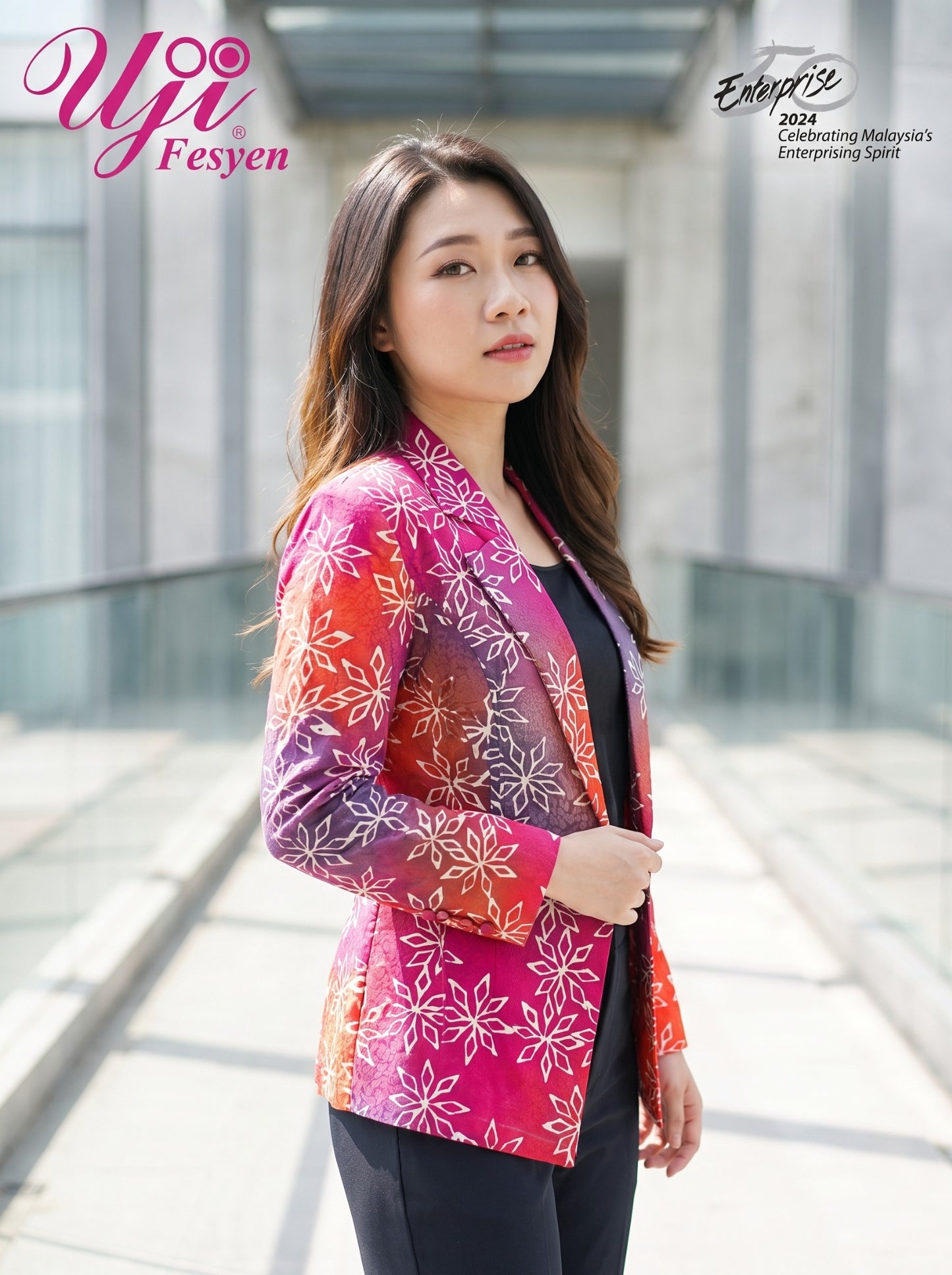 LARAS 01 RONA Bunga Bintang Magenta Sienna blazer side view