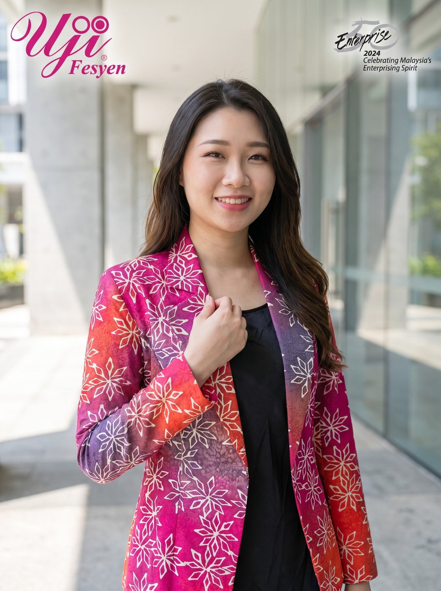 LARAS 01 women's batik blazer tailoring and fabric detail