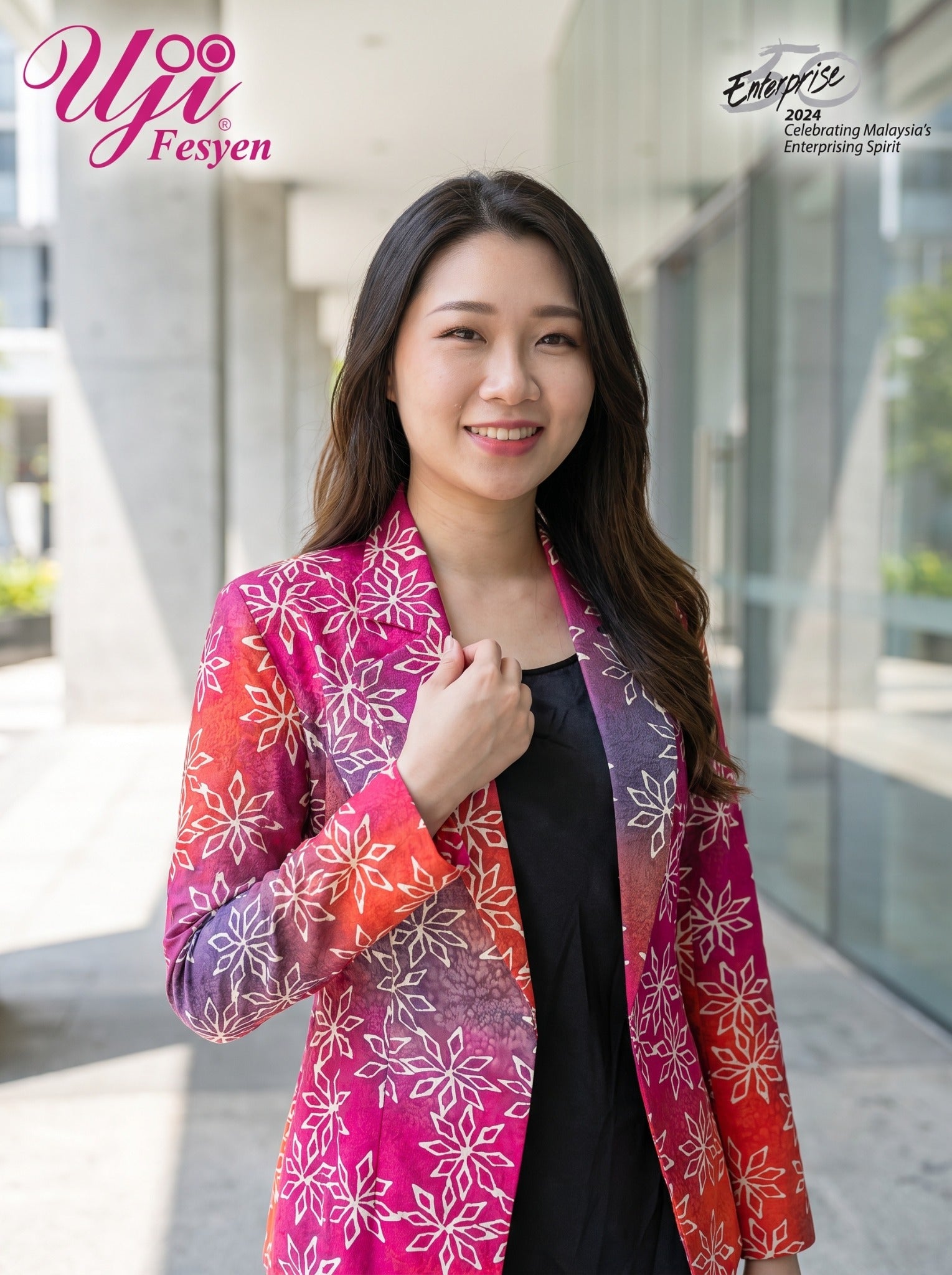 LARAS 01 women's batik blazer tailoring and fabric detail
