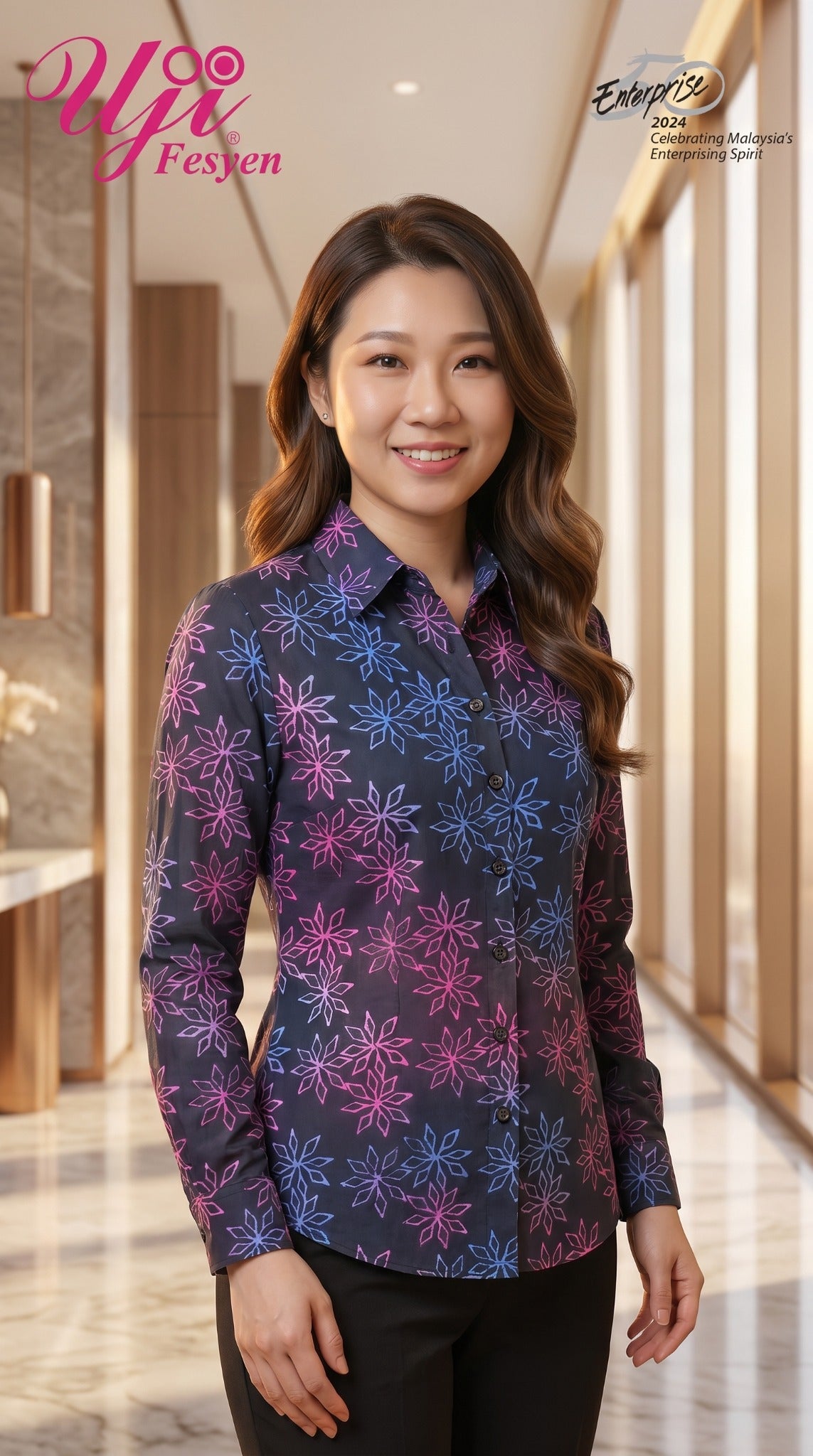 RONA Bunga Bintang Nila Rona women’s batik shirt by Uji Fesyen